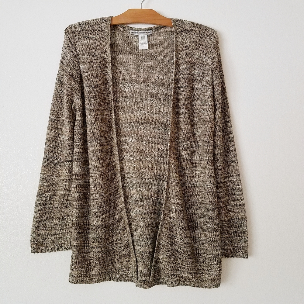 Two-one-two New York open front cardigan marled brown